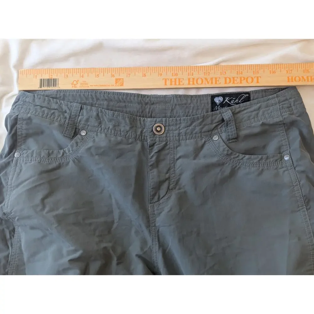 Kuhl Mountain Culture Zip Off Capri Hiking Outdoor Pants Army Green Wmns Sz 14 - Picture 9 of 12